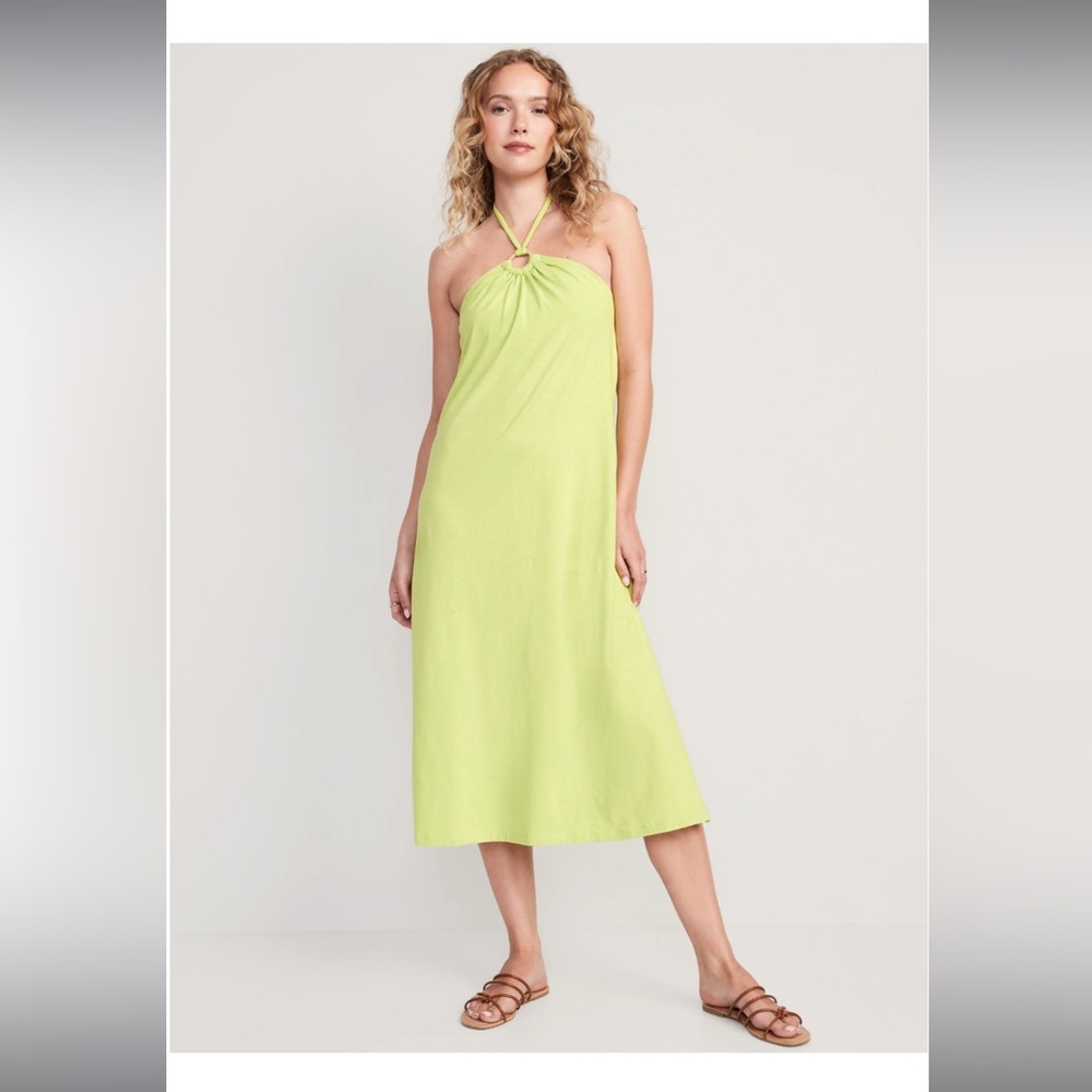 Old Navy Slub-Knit Halter Midi Shift Dress